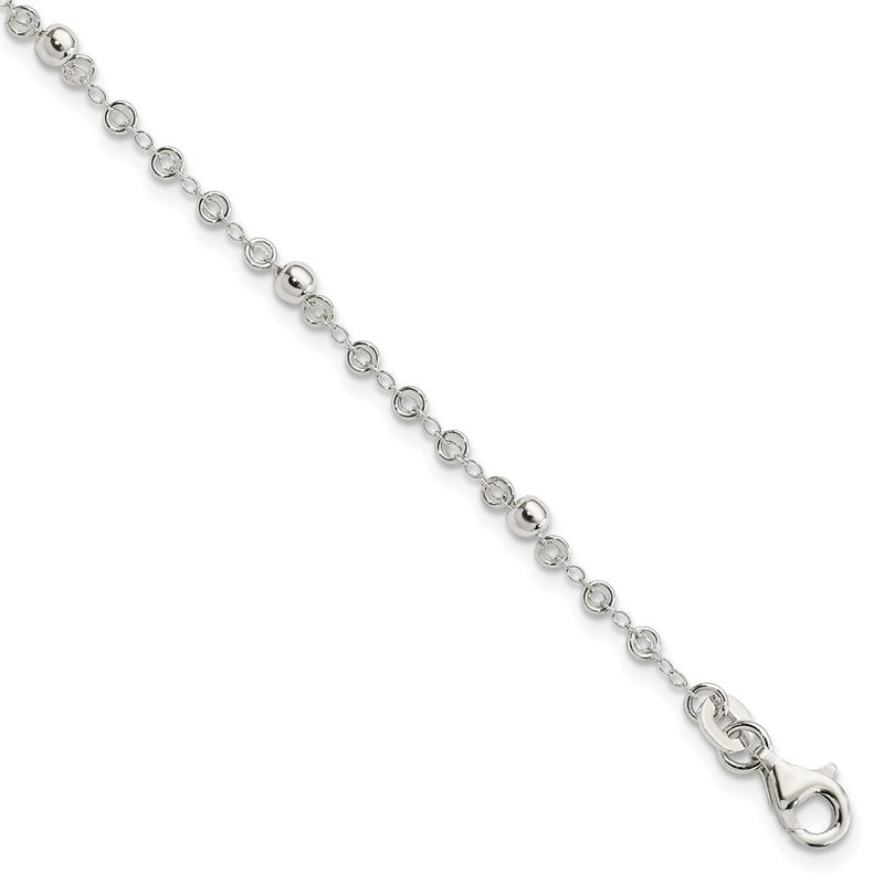 7.5 Inch Sterling Silver Polished Fancy Bead Bracelet