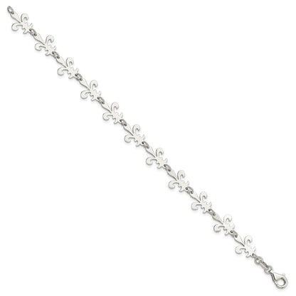 7.5 Inch Sterling Silver Polished Fleur De Lis Bracelet