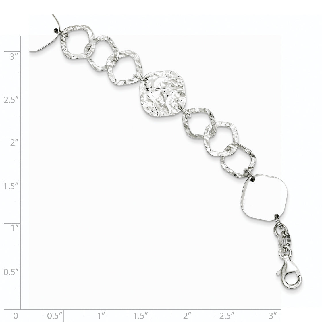 7.5 Inch Sterling Silver Polished And Textured Fancy Link Bracelet