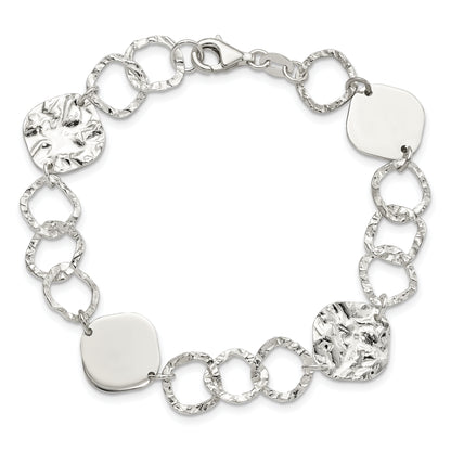 7.5 Inch Sterling Silver Polished And Textured Fancy Link Bracelet