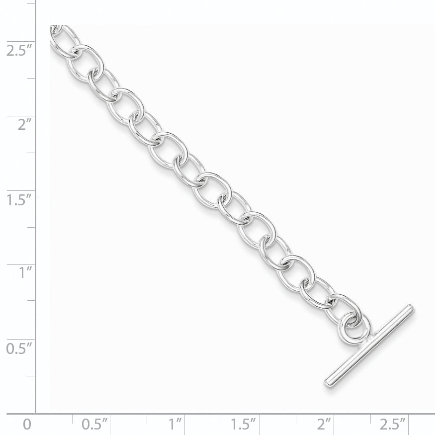7.5 Inch Sterling Silver Polished Fancy Link Toggle Bracelet