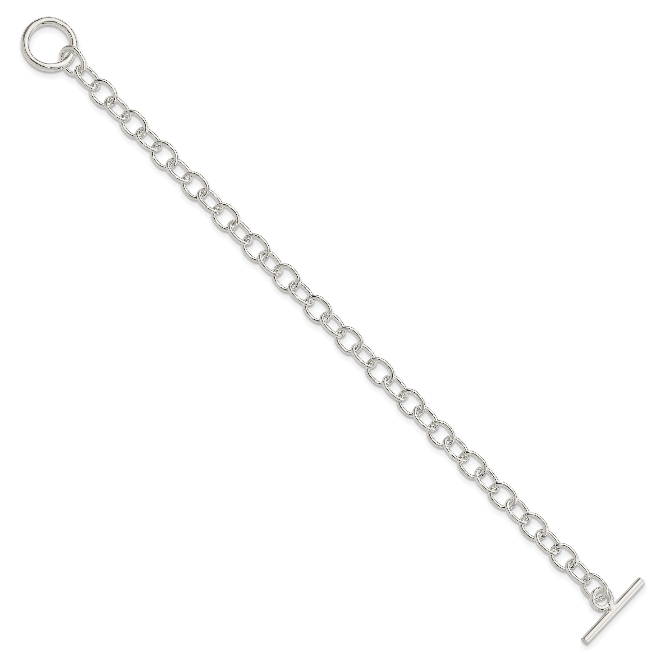 7.5 Inch Sterling Silver Polished Fancy Link Toggle Bracelet