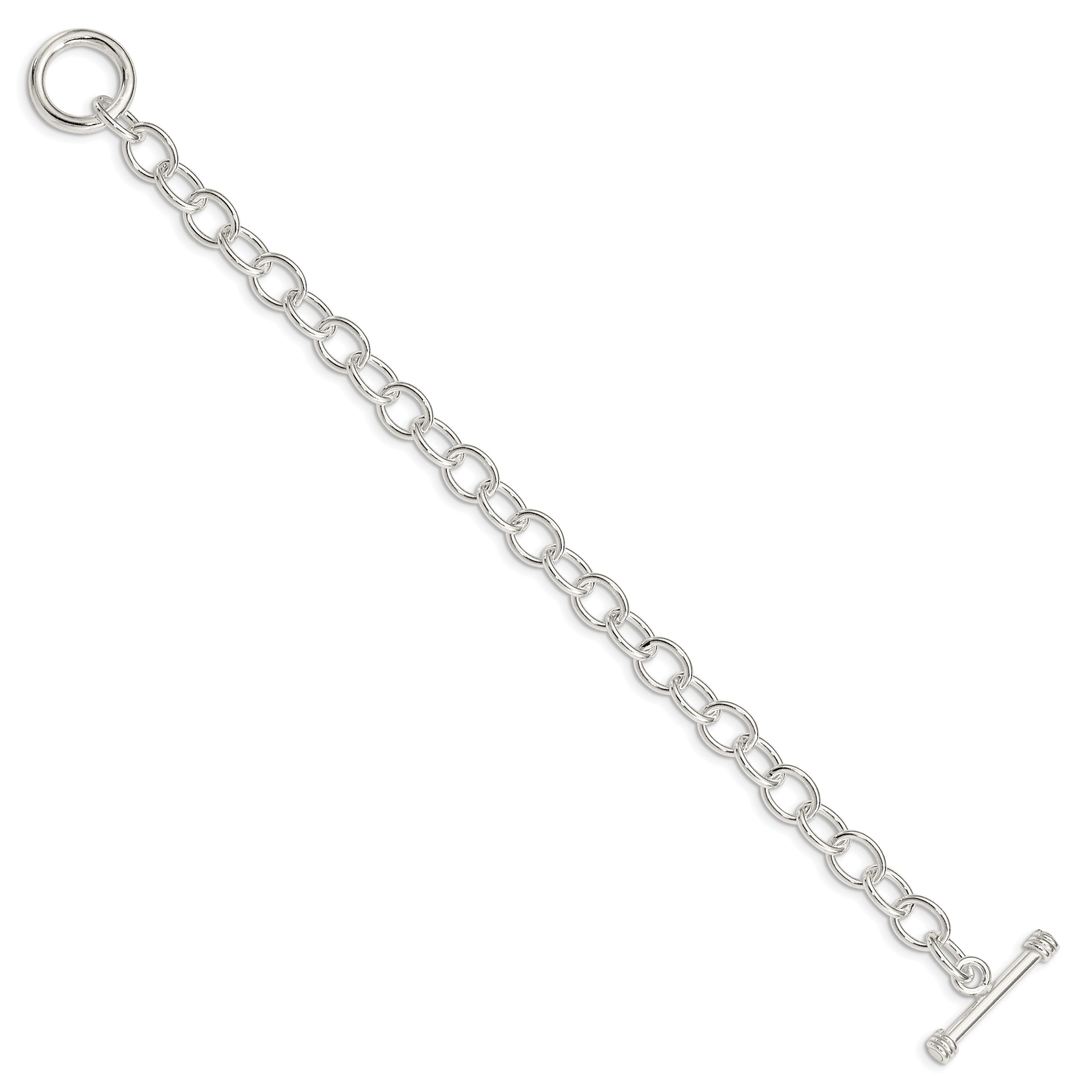 7.5 Inch Sterling Silver Polished Fancy Link Toggle Bracelet