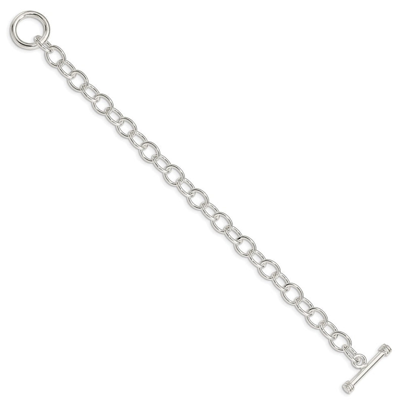 7.5 Inch Sterling Silver Polished Fancy Link Toggle Bracelet