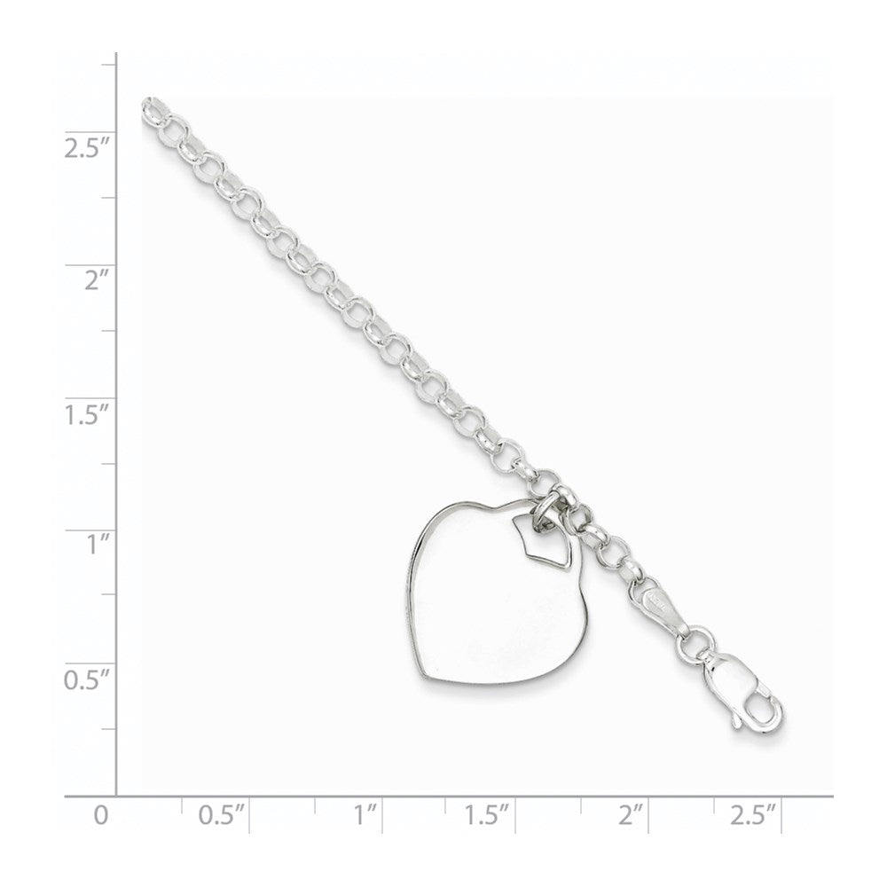 7 Inch Sterling Silver Engraveable Heart Bracelet