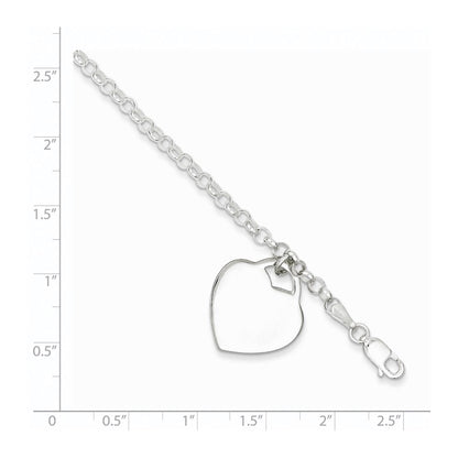 7 Inch Sterling Silver Engraveable Heart Bracelet