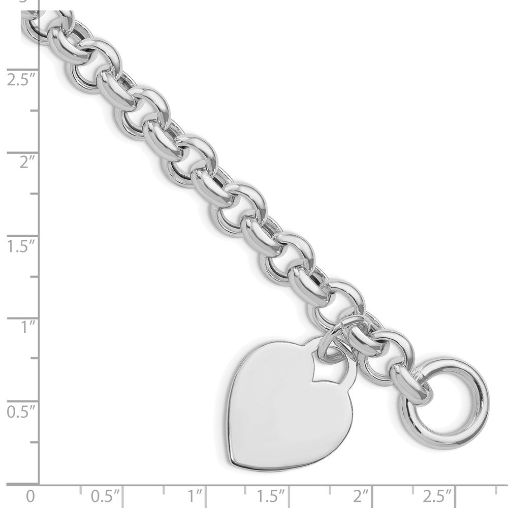 Sterling Silver Rhodium-Plated Heart Toggle Bracelet