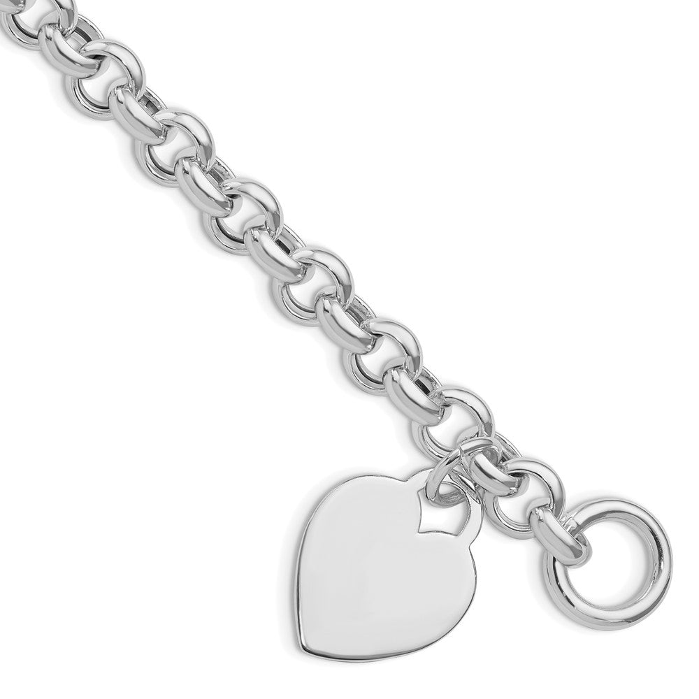 Sterling Silver Rhodium-Plated Heart Toggle Bracelet