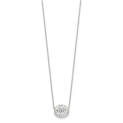 Sterling Silver Rhod-Plated 10mm White Stellux Crystal Ball Necklace