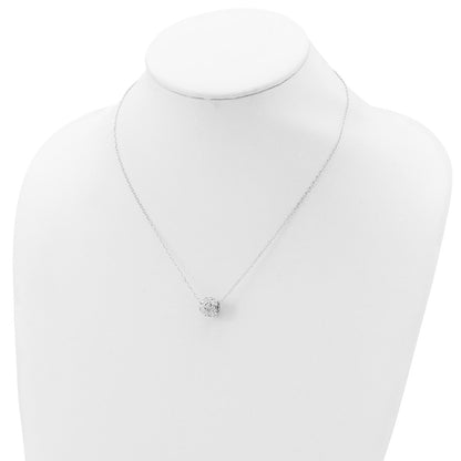 Sterling Silver Rhod-Plated 10mm White Stellux Crystal Ball Necklace