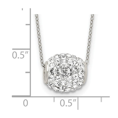 Sterling Silver Rhod-Plated 10mm White Stellux Crystal Ball Necklace