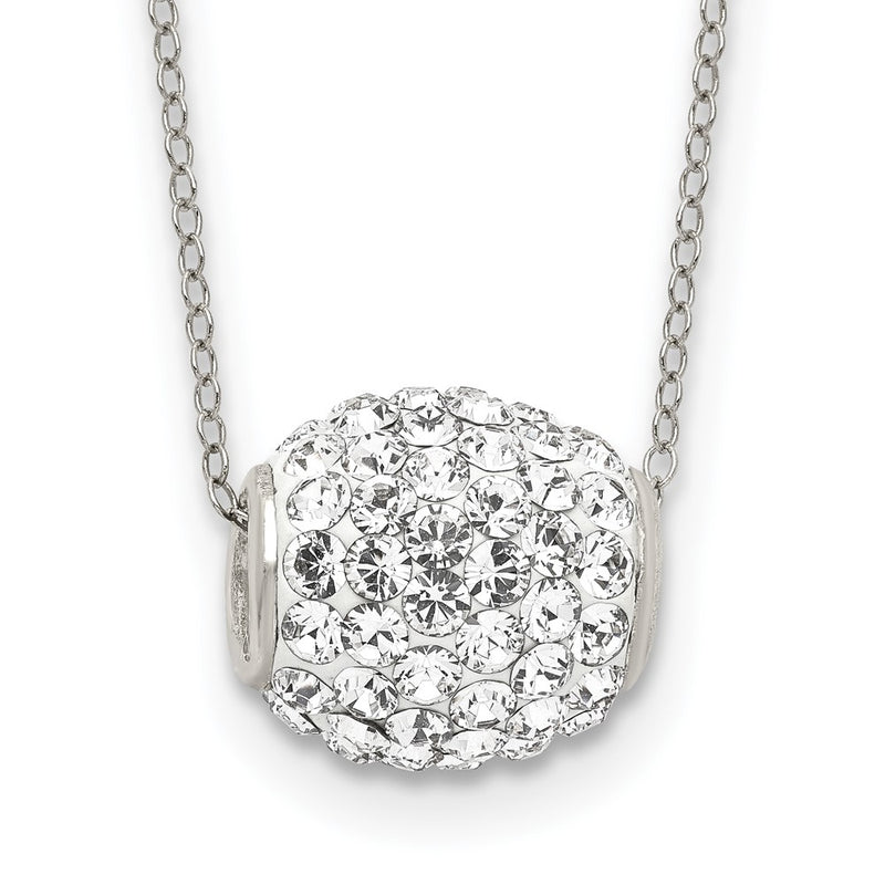 Sterling Silver Rhod-Plated 10mm White Stellux Crystal Ball Necklace