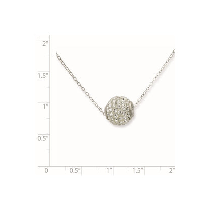 Sterling Silver Rhod-Plated 10mm White Stellux Crystal Ball Necklace