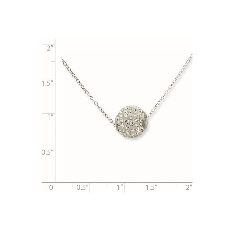 Sterling Silver Rhod-Plated 10mm White Stellux Crystal Ball Necklace