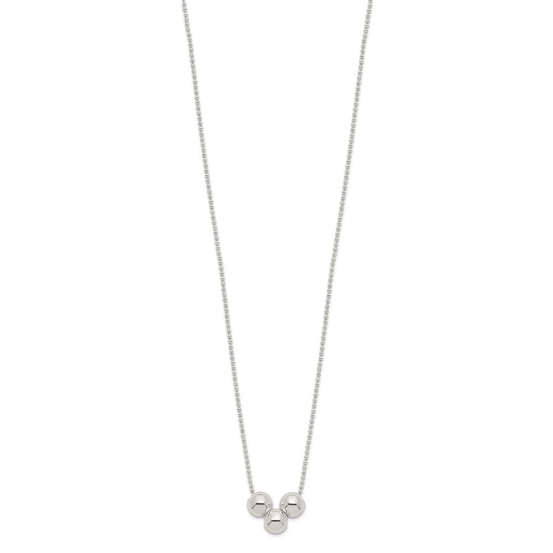 Sterling Silver Polished 3 Bead Necklace