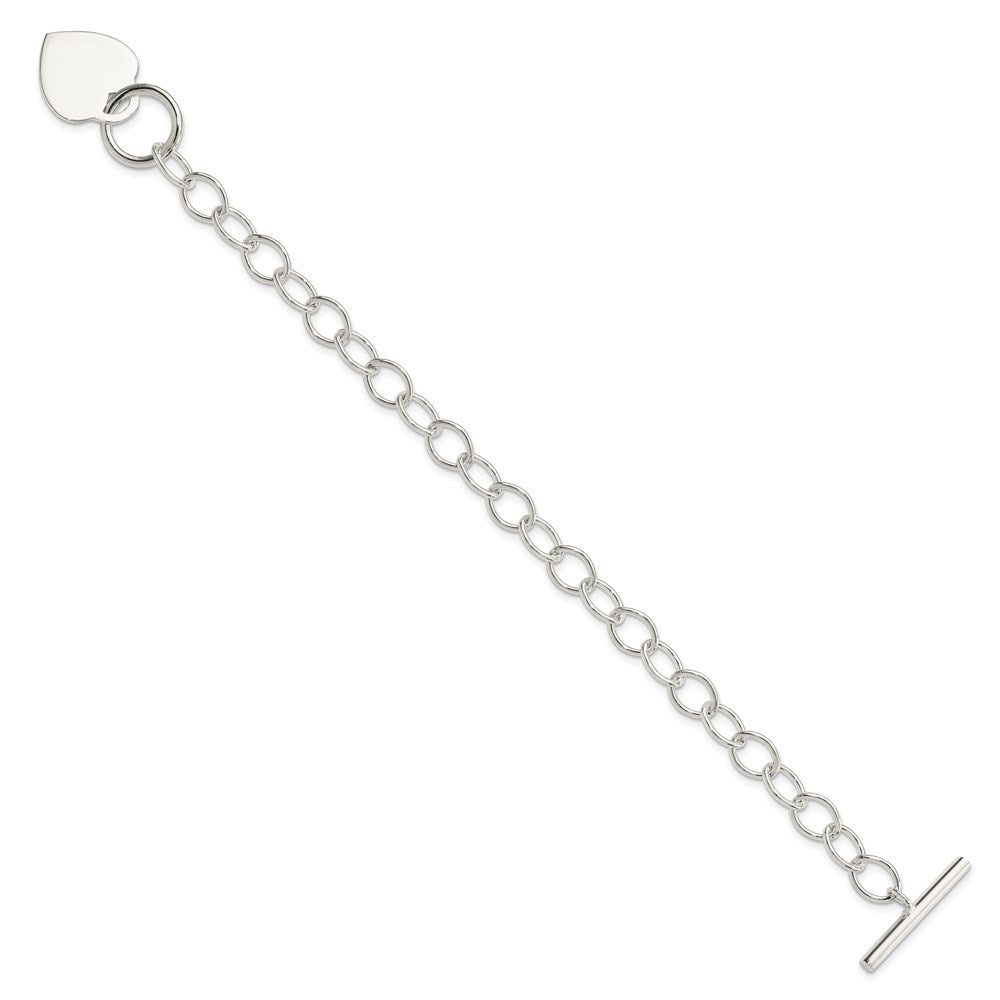 7.5 Inch Sterling Silver Toggle Link Engraveable Heart Bracelet