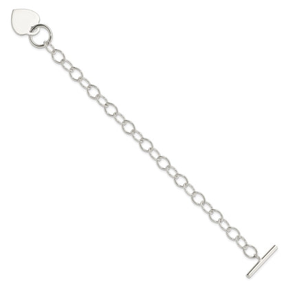 7.5 Inch Sterling Silver Toggle Link Engraveable Heart Bracelet