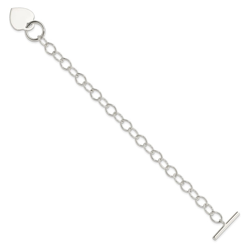 7.5 Inch Sterling Silver Toggle Link Engraveable Heart Bracelet