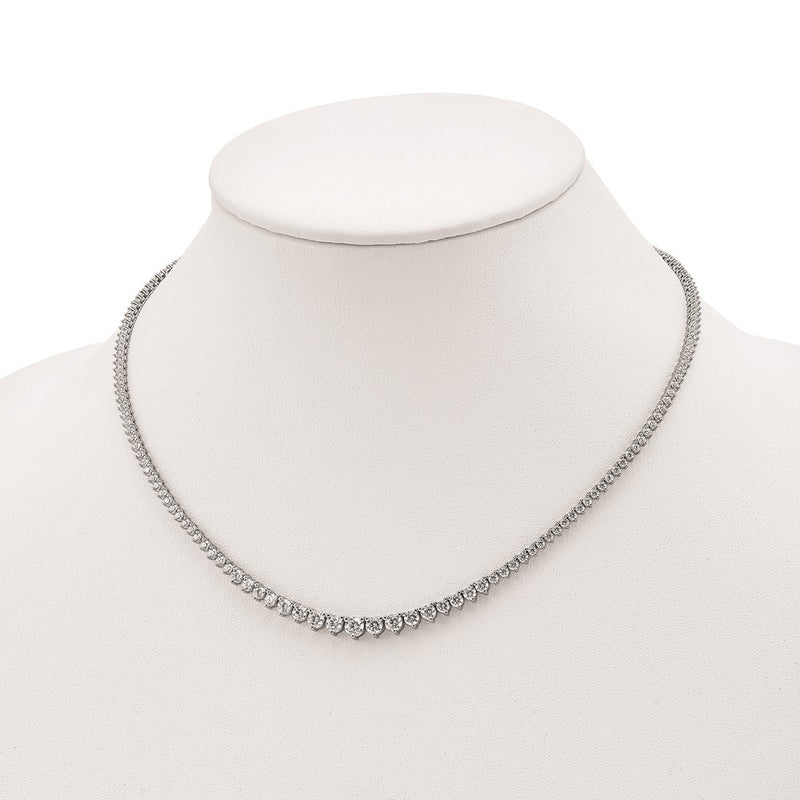 Sterling Silver Shimmer Rhodium-Plated 17 Inch 180 Stone Graduated Cz Necklace