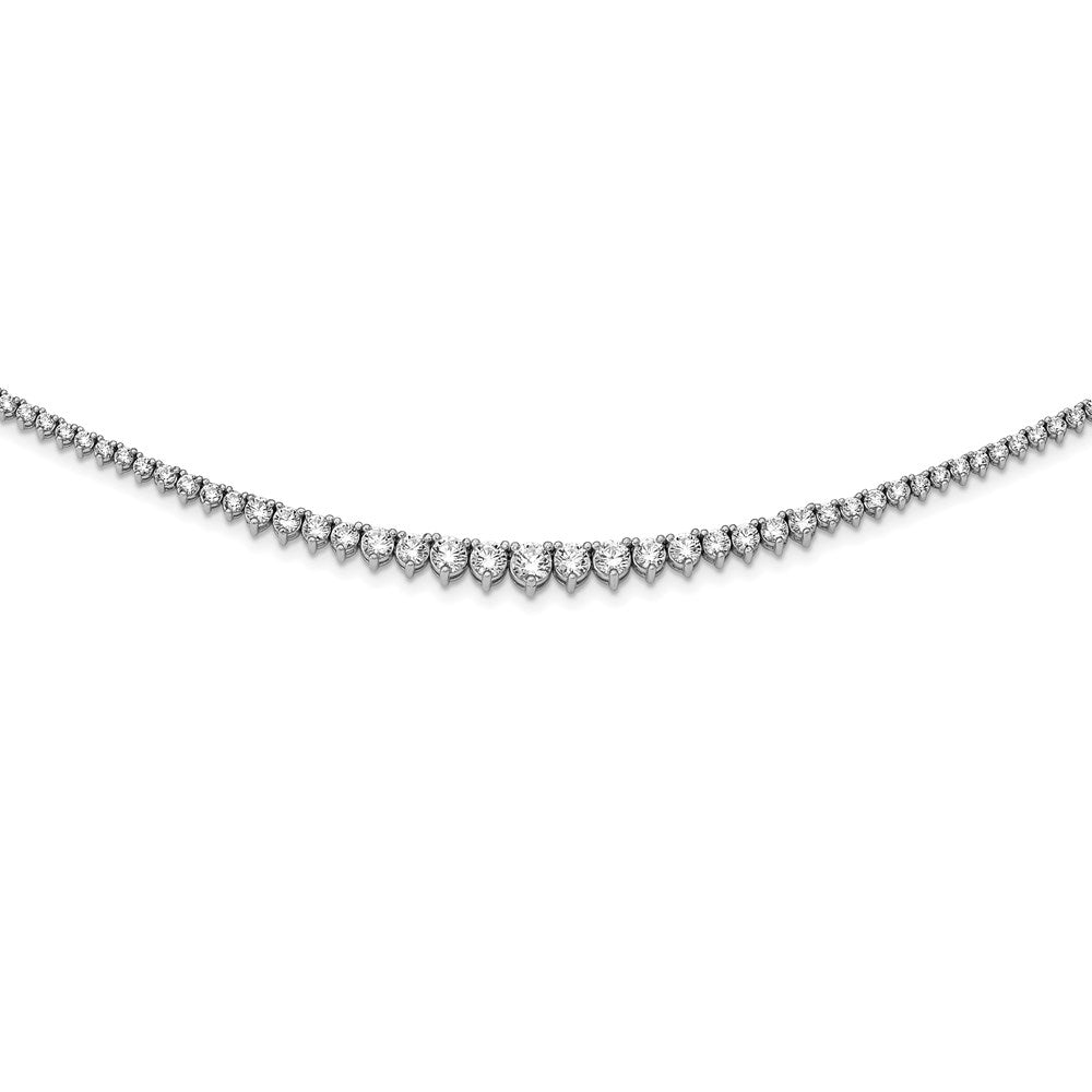 Sterling Silver Shimmer Rhodium-Plated 17 Inch 180 Stone Graduated Cz Necklace