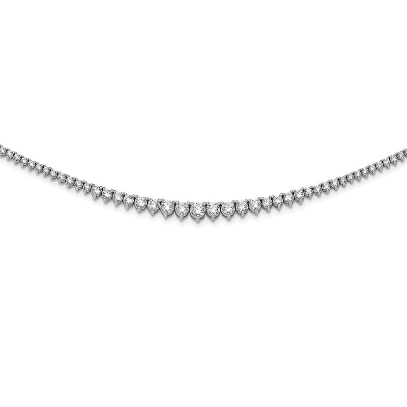 Sterling Silver Shimmer Rhodium-Plated 17 Inch 180 Stone Graduated Cz Necklace