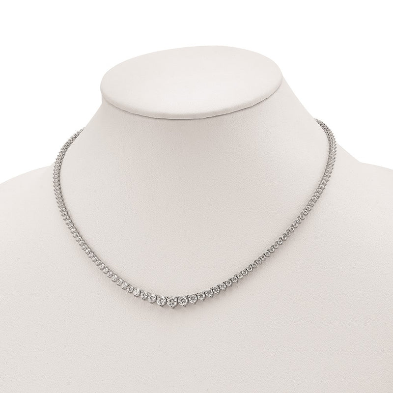 Sterling Silver Shimmer Rhodium-Plated 17 Inch 157 Stone Graduated Cz Necklace