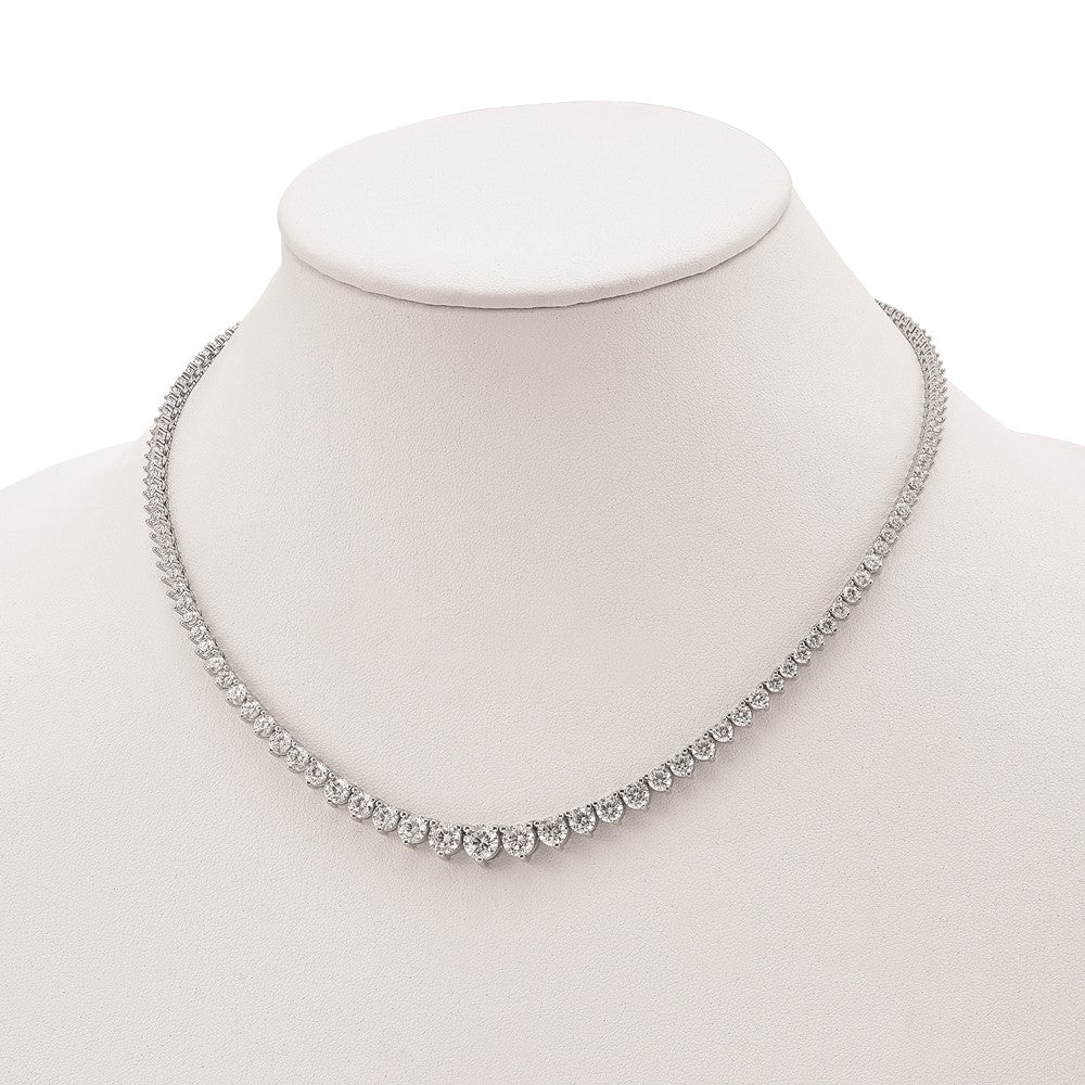 Sterling Silver Shimmer Rhodium-Plated 17 Inch 132 Stone Graduated Cz Necklace