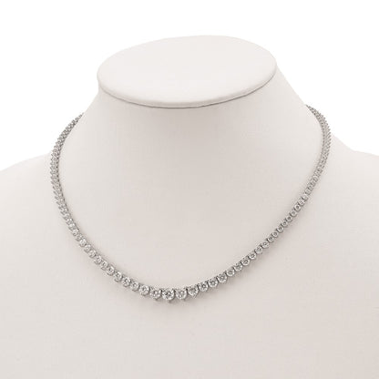 Sterling Silver Shimmer Rhodium-Plated 17 Inch 132 Stone Graduated Cz Necklace