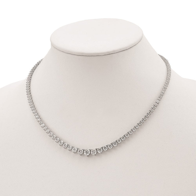 Sterling Silver Shimmer Rhodium-Plated 17 Inch 132 Stone Graduated Cz Necklace