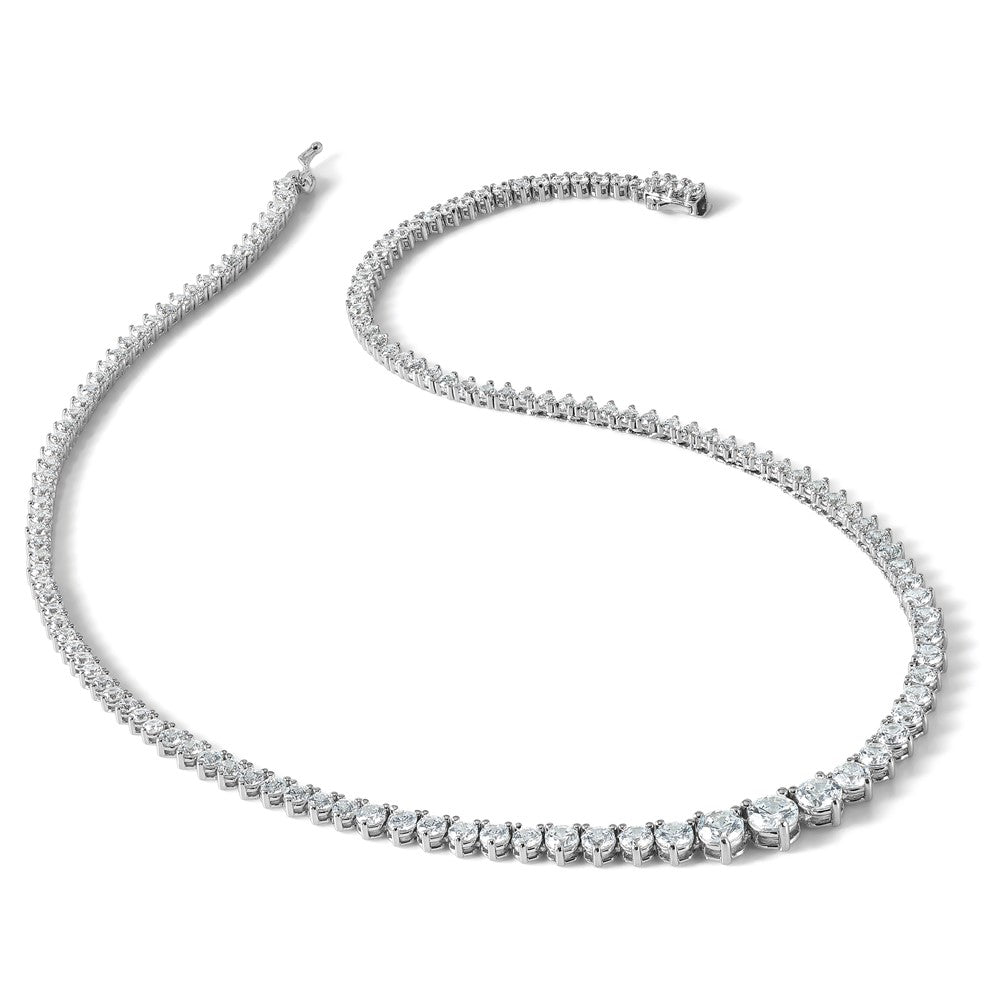 Sterling Silver Shimmer Rhodium-Plated 17 Inch 132 Stone Graduated Cz Necklace