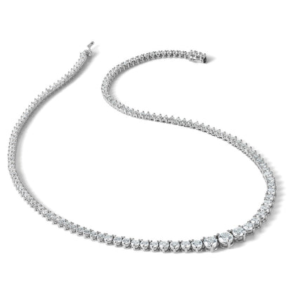 Sterling Silver Shimmer Rhodium-Plated 17 Inch 132 Stone Graduated Cz Necklace