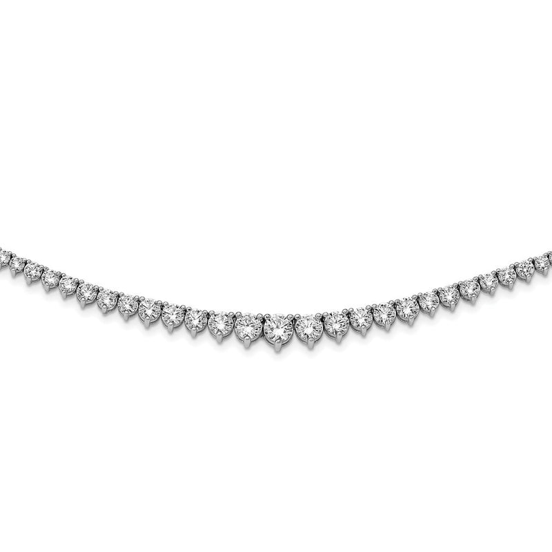 Sterling Silver Shimmer Rhodium-Plated 17 Inch 132 Stone Graduated Cz Necklace