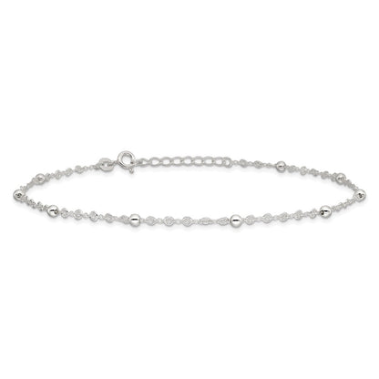 Sterling Silver 10In Plus 1In Ext. Anklet