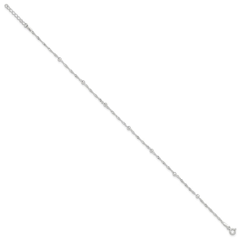 Sterling Silver 10In Plus 1In Ext. Anklet