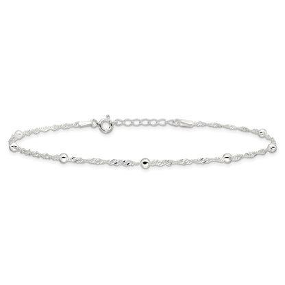 Sterling Silver 10In Plus 1In Ext. Anklet