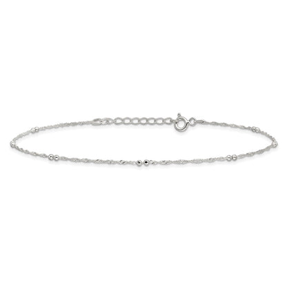 Sterling Silver 10In Plus 1In Ext. Anklet