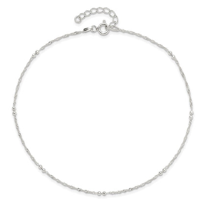 Sterling Silver 10In Plus 1In Ext. Anklet