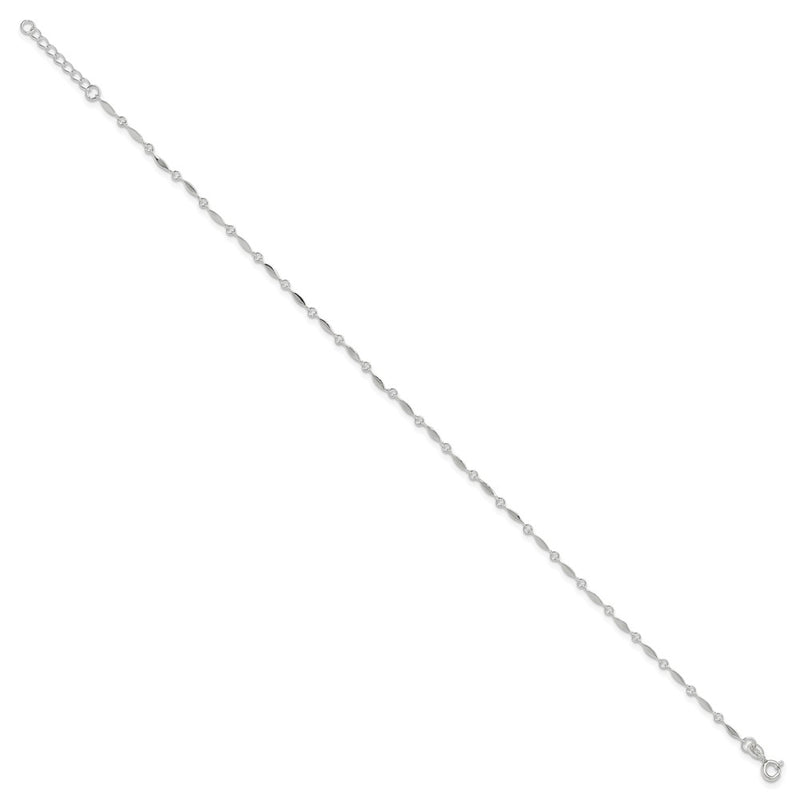 Sterling Silver 10In Plus1In Ext. Anklet
