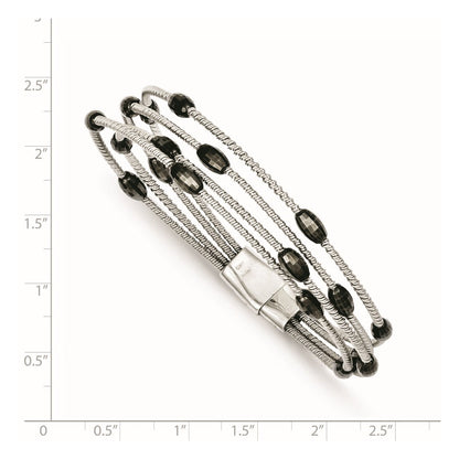 7.5 Inch Sterling Silver Ruthenium-Plated Bead Slide Clasp Bracelet