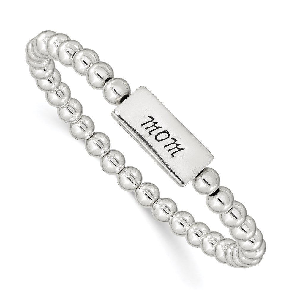 Sterling Silver Enameled Mom Stretch Bracelet