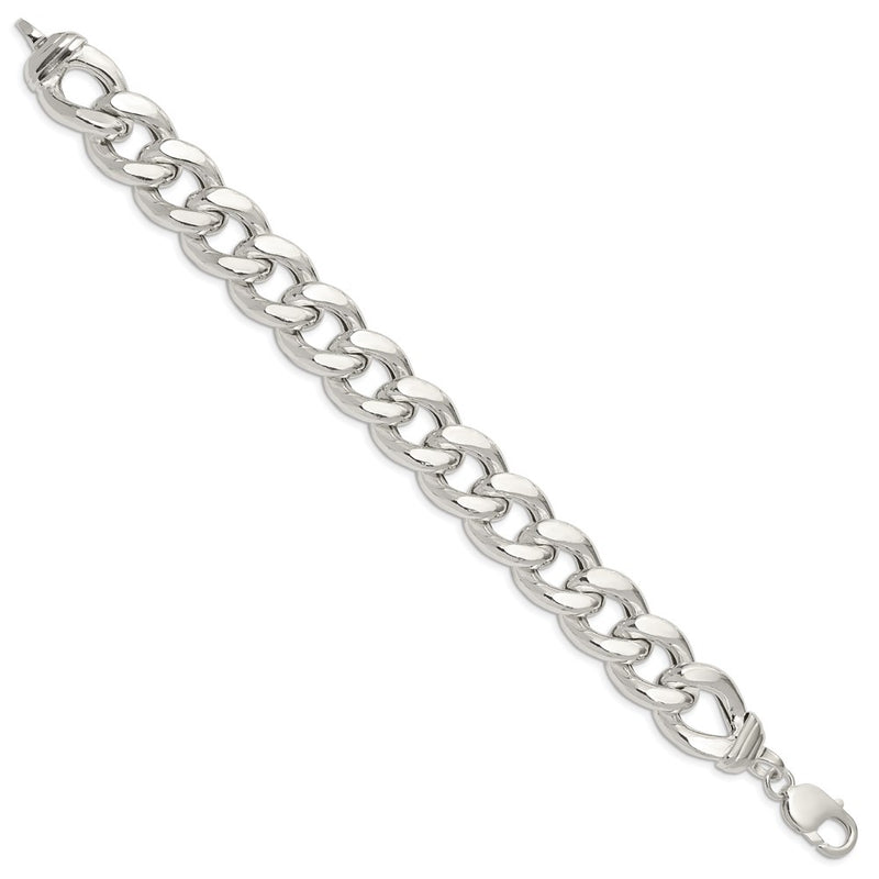 Sterling Silver Hollow Polished Curb Chain Anklet