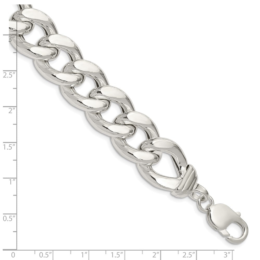 Sterling Silver Hollow Polished Curb Chain Anklet