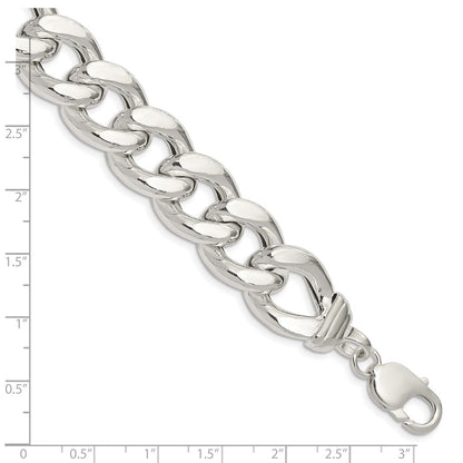 Sterling Silver Hollow Polished Curb Chain Anklet
