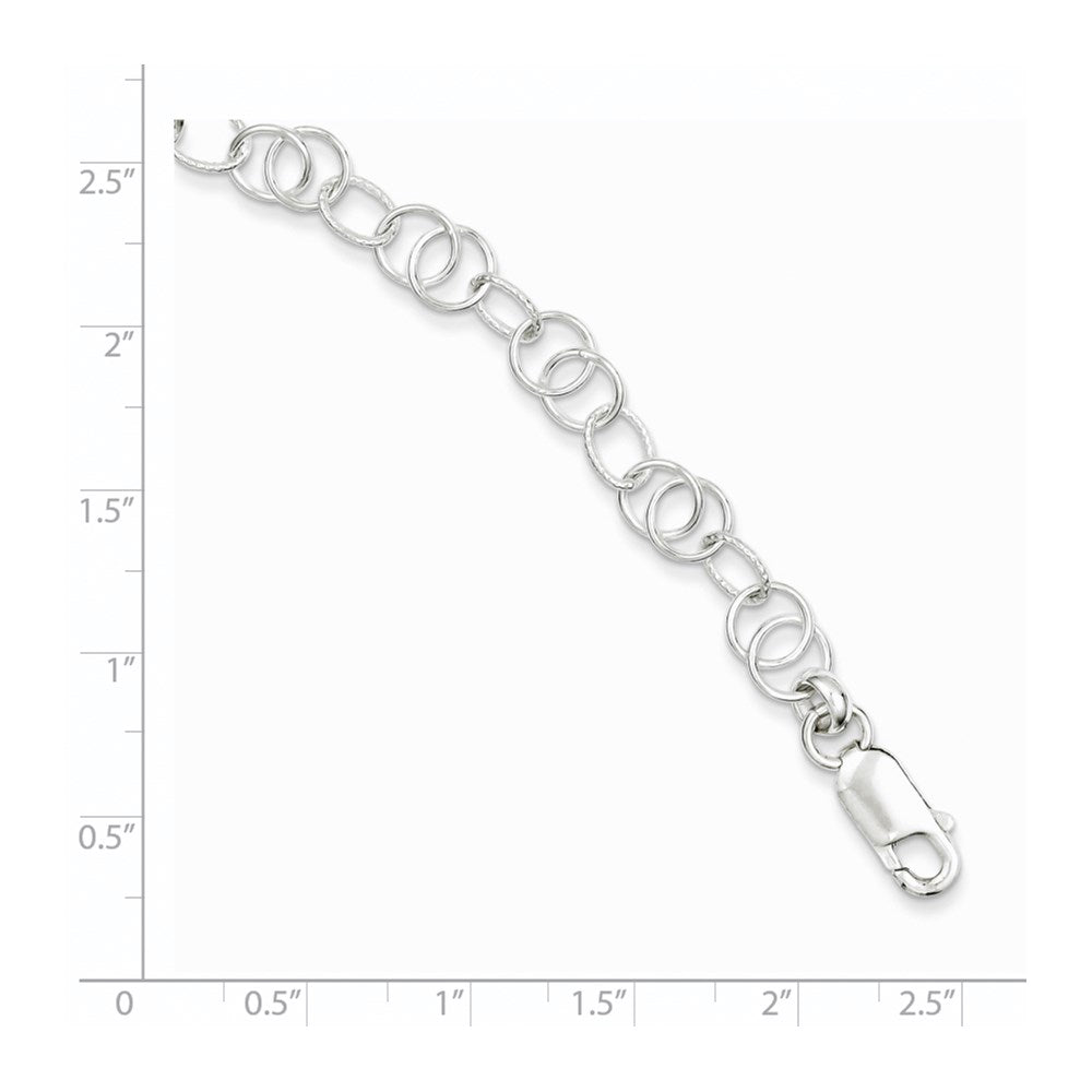 7.5 Inch Sterling Silver Polished And Textured Fancy Bracelet