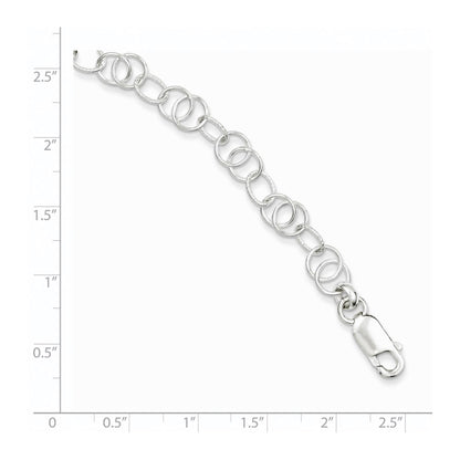 7.5 Inch Sterling Silver Polished And Textured Fancy Bracelet