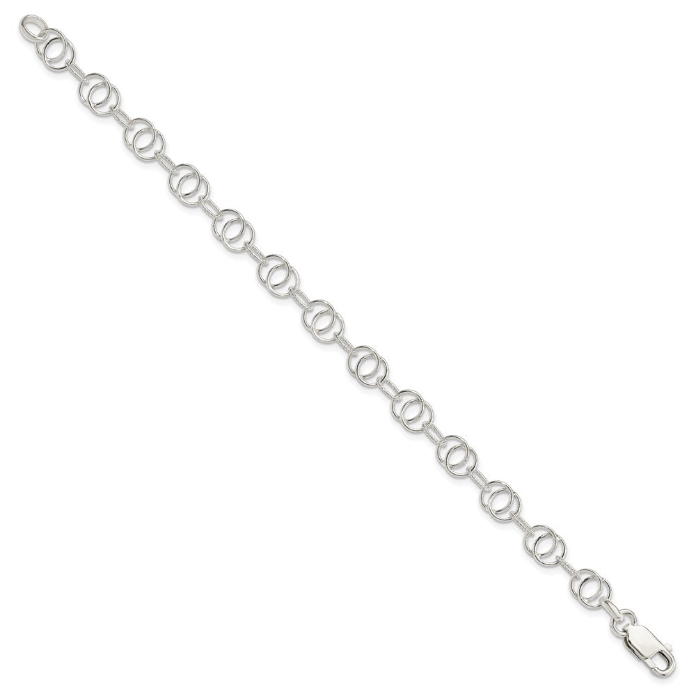 7.5 Inch Sterling Silver Polished And Textured Fancy Bracelet