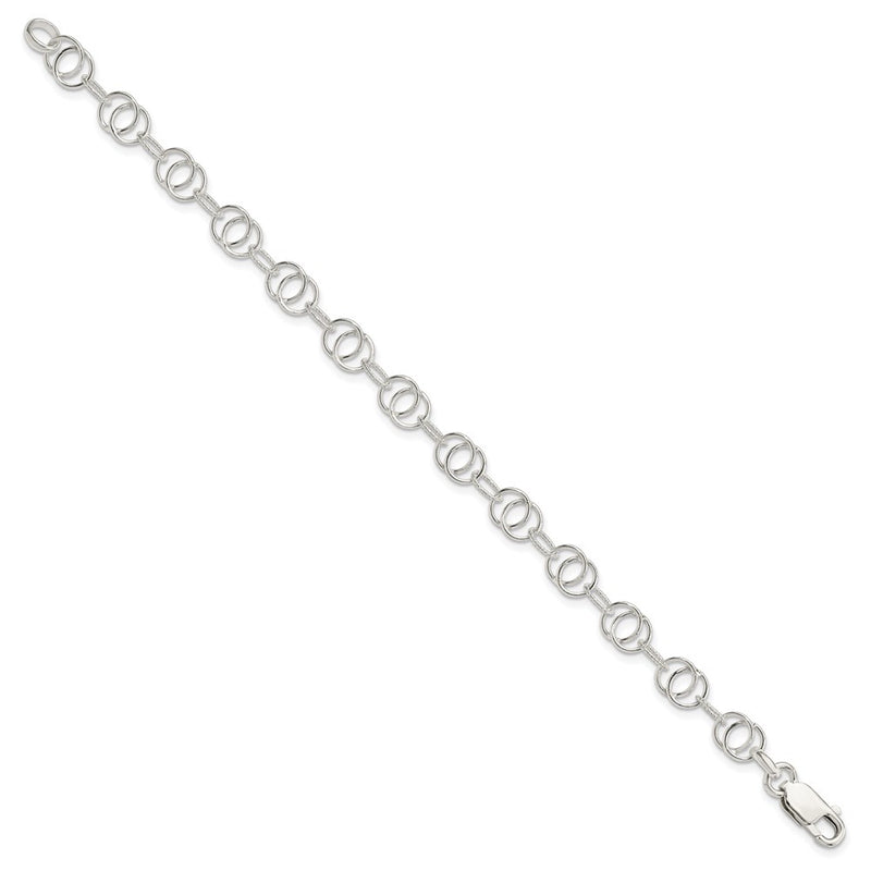 7.5 Inch Sterling Silver Polished And Textured Fancy Bracelet