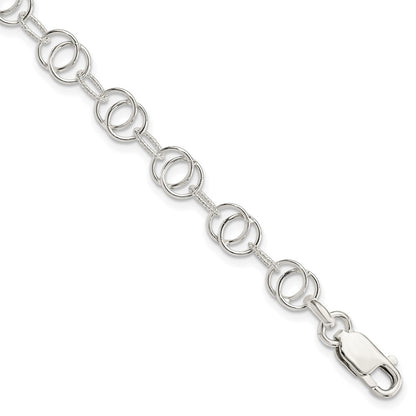 7.5 Inch Sterling Silver Polished And Textured Fancy Bracelet
