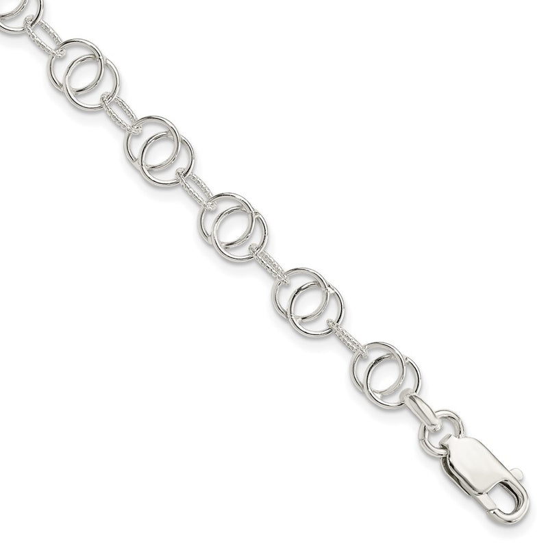 7.5 Inch Sterling Silver Polished And Textured Fancy Bracelet