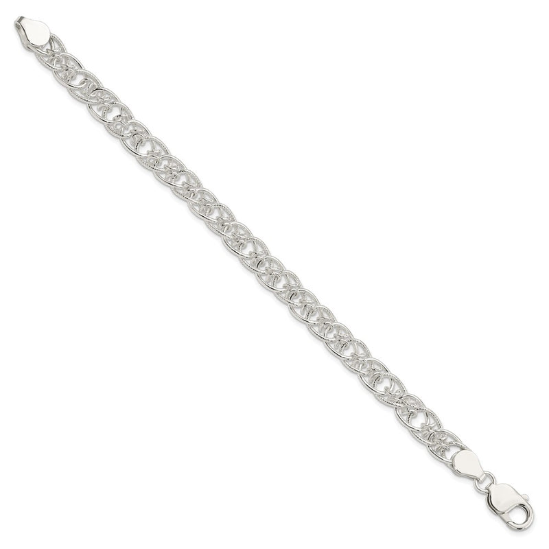 7.5 Inch Sterling Silver Polished And Textured Fancy Bracelet